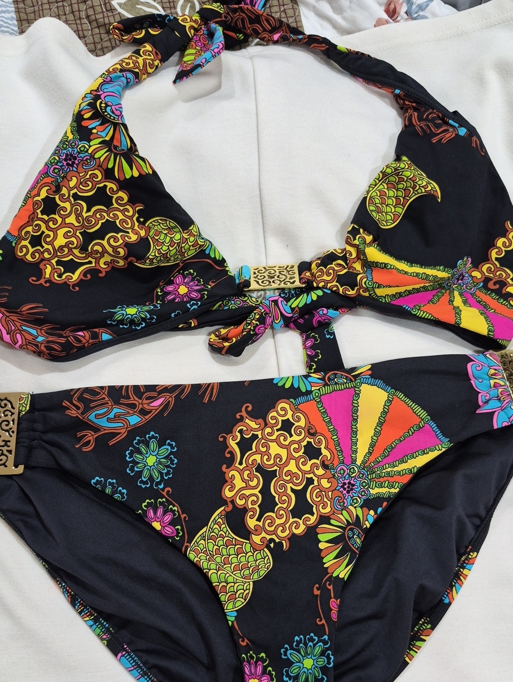 Trina Turk Black Multicolor Printed 2-piece Swimsuit